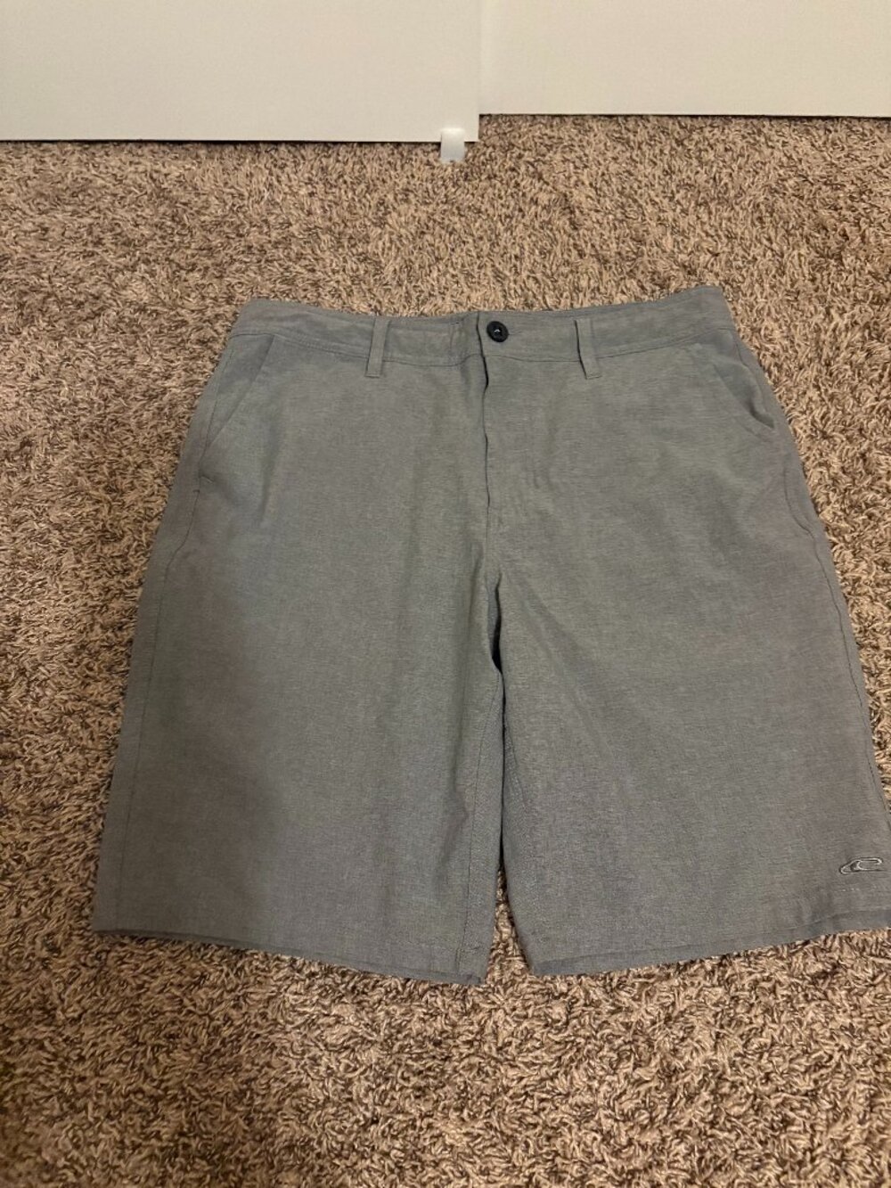 O'Neill Hybrid Shorts Size 33 Light Gray Zip Fly Drawstring Polyester Elastane